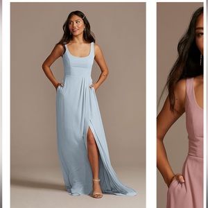 David’s bridal chiffon tank scoop neck dress
